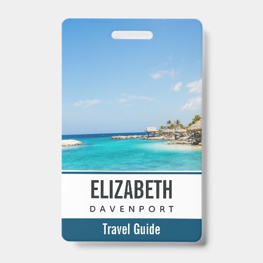 Schilderachtig Tropisch strand met Thatched Huts F Badge (Voorzijde)