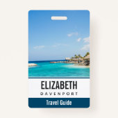 Schilderachtig Tropisch strand met Thatched Huts F Badge (Achterkant)