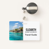 Schilderachtig Tropisch strand met Thatched Huts F Badge (Achterkant met intrekbare)