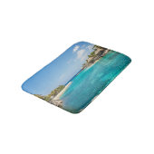 Schilderachtig Tropisch strand met Thatched Huts F Badmat (Gekanteld)