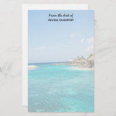 Schilderachtig Tropisch strand met Thatched Huts F Briefpapier (Voorkant / Achterkant)