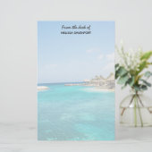 Schilderachtig Tropisch strand met Thatched Huts F Briefpapier (Staand voorkant)