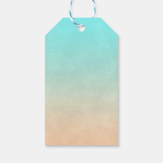 Schilderachtig Tropisch strand met Thatched Huts F Cadeaulabel (Achterkant)