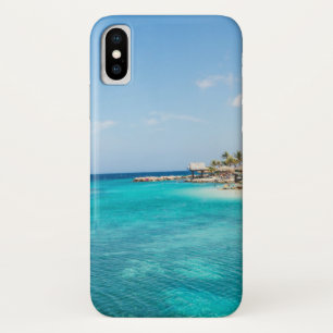 Schilderachtig Tropisch strand met Thatched Huts F Case-Mate iPhone Case