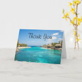 Schilderachtig Tropisch strand met Thatched Huts F Kaart (Gele Bloem)