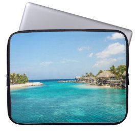 Schilderachtig Tropisch strand met Thatched Huts F Laptop Sleeve