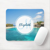 Schilderachtig Tropisch strand met Thatched Huts F Muismat (Met muis)