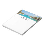 Schilderachtig Tropisch strand met Thatched Huts F Notitieblok (Linkerzijde)