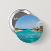 Schilderachtig Tropisch strand met Thatched Huts F Ronde Button 5,7 Cm (Voorkant /achterkant)