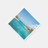 Schilderachtig Tropisch strand met Thatched Huts F Servet (Hoek)