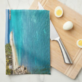 Schilderachtig Tropisch strand met Thatched Huts F Theedoek (Quarter Fold)