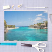 Schilderachtig Tropisch strand met Thatched Huts F Tissuepapier (Craft)