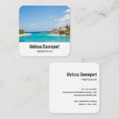 Schilderachtig Tropisch strand met Thatched Huts F Vierkante Visitekaartje (Voorkant / Achterkant)