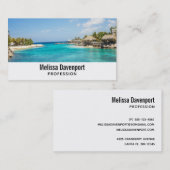 Schilderachtig Tropisch strand met Thatched Huts F Visitekaartje (Voorkant / Achterkant)