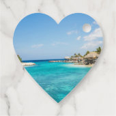 Schilderachtig Tropisch strand met Thatched Huts H Bedankjes Labels (Achterkant)