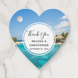 Schilderachtig Tropisch strand met Thatched Huts H Bedankjes Labels