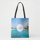 Schilderachtig Tropisch strand met Thatched Huts M Tote Bag (Voorkant)
