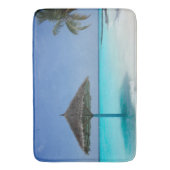 Schilderachtig Tropisch strand met Thatched Umbrel Badmat (Voorkant Verticaal)