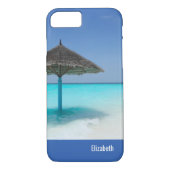 Schilderachtig Tropisch strand met Thatched Umbrel Case-Mate iPhone Case (Achterkant)