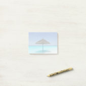Schilderachtig Tropisch strand met Thatched Umbrel Post-it® Notes (Op bureau)