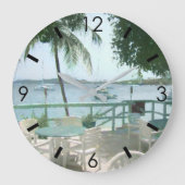 Schilderachtig tropische watervallen palmboom grote klok (Voorkant)