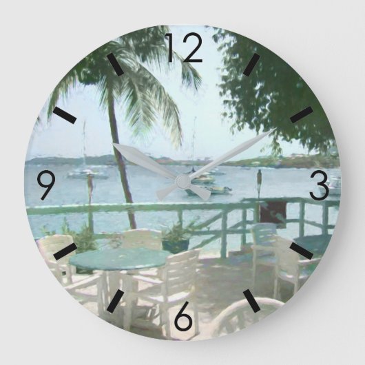 Schilderachtig tropische watervallen palmboom grote klok (Voorkant)