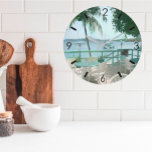 Schilderachtig tropische watervallen palmboom grote klok<br><div class="desc">PERFECT DAY CARRIBEAN ZEE SUN BOATS VACATION ALTIJD . . Alle ontwerpvragen,  stuur gewoon een e-mail naar charmdesignstudio@rcn.com en we zullen blij zijn om te helpen.</div>