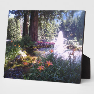 Schilderachtig tuin met waterfontein fotoplaat