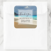 Schilderachtig Turquoise Blue Zee Beach Foto bedan Vierkante Sticker (Tas)