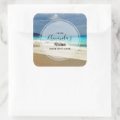 Schilderachtig Turquoise Blue Zee Beach Photo Kitc Vierkante Sticker (Tas)