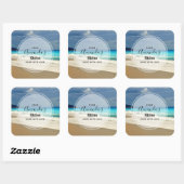 Schilderachtig Turquoise Blue Zee Beach Photo Kitc Vierkante Sticker (Vel)
