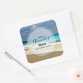 Schilderachtig Turquoise Blue Zee Beach Photo Kitc Vierkante Sticker (Envelop)