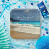 Schilderachtig Turquoise Blue Zee Beach Photo Wedd Papieren Bordje (Feest)
