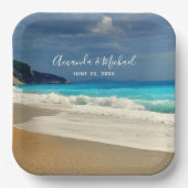 Schilderachtig Turquoise Blue Zee Beach Photo Wedd Papieren Bordje (Voorkant)