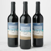 Schilderachtig Turquoise Blue Zee Beach Photo Wine Wijn Etiket (Flessen)