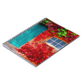 Schilderachtig Turquoise-deur met levendige herfst Notitieboek (Linkerzijde)