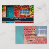 Schilderachtig Turquoise-deur met levendige herfst Visitekaartje (Voorkant / Achterkant)