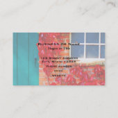 Schilderachtig Turquoise-deur met levendige herfst Visitekaartje (Achterkant)