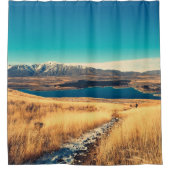 Schilderachtig uitzicht in Mt. John Top uitzicht p Douchegordijn (Voorkant)