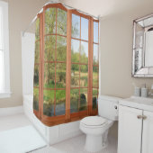 Schilderachtig Uitzicht Landvenster Cotswold Douchegordijn (In situ)