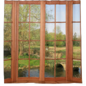 Schilderachtig Uitzicht Landvenster Cotswold Douchegordijn (Voorkant)