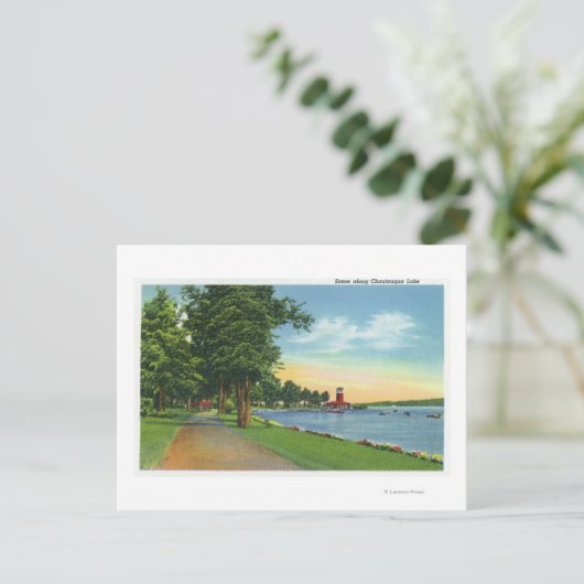 Schilderachtig Uitzicht langs het meer Briefkaart (Staand voorkant)