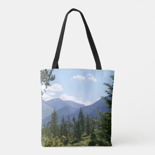 Schilderachtig Uitzicht Montana Forest en Mountain Tote Bag (Achterkant)