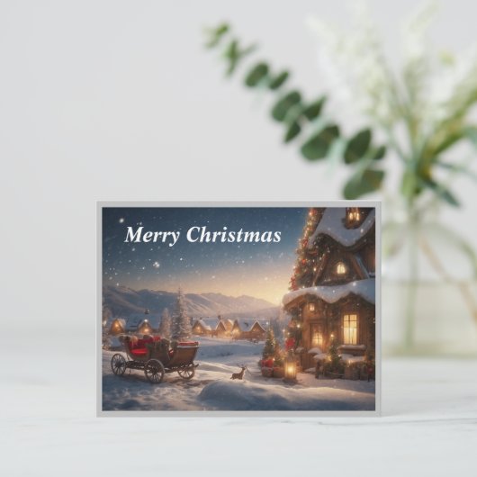 Schilderachtig uitzicht Snow Village Feestdagenkaart (Staand voorkant)