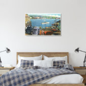 Schilderachtig Uitzicht uit de Wharf, Boats en Car Canvas Afdruk (Insitu (Slaapkamer))