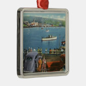 Schilderachtig Uitzicht uit de Wharf, Boats en Car Metalen Ornament (Rechts)