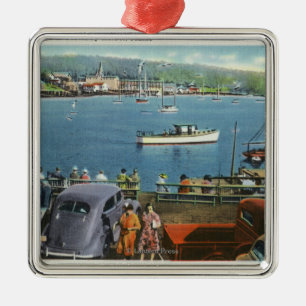 Schilderachtig Uitzicht uit de Wharf, Boats en Car Metalen Ornament