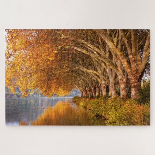 Schilderachtig uitzicht van de herfstgolden bomen legpuzzel (Horizontaal)