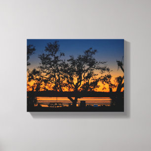 Schilderachtig uitzicht van de zonsondergang boven canvas afdruk