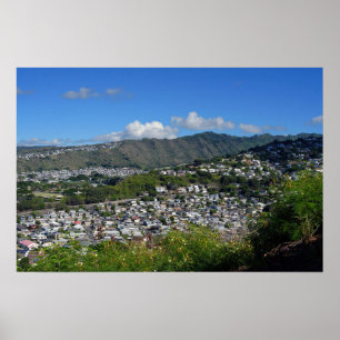 Schilderachtig Uitzicht van een Honolulu Hawaii wi Poster